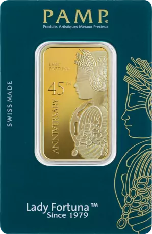 Zlatý slitek PAMP Fortuna - speciální edice 45. výročí,  1 oz