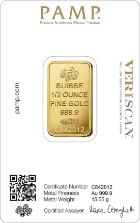 Zlatý slitek PAMP Fortuna, 1/2 oz