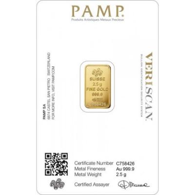 Gold bar PAMP Fortuna 2,5 g