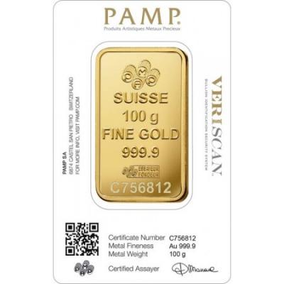 Gold bar PAMP Fortuna 100 g