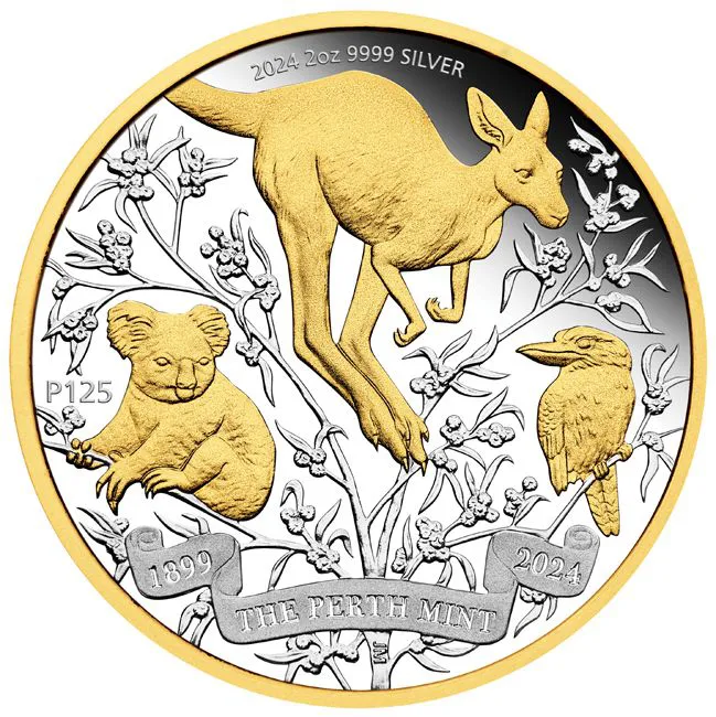 125 let Perth Mint, 2 oz stříbra