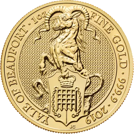 Zlatá mince Královnina zvířata - Yale of Beaufort 2019, 1 oz
