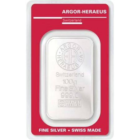 Stříbrný slitek Argor Heraeus 100 g