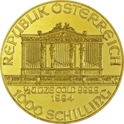 Zlatá mince Vídeňští filharmonici 1/2 Oz - různé roky