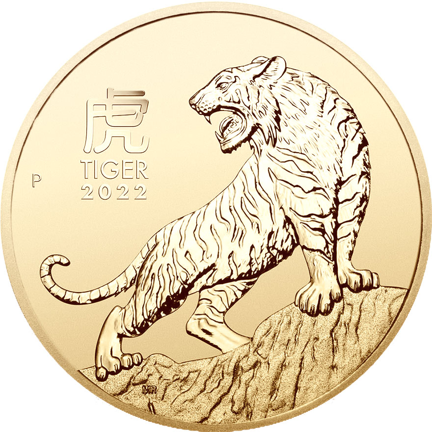 Zlatá mince Lunární serie III - Rok Tygra 1/10 Oz 2022