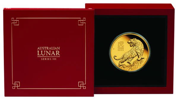 Zlatá mince Lunární serie III - Rok Tygra 1 Oz 2022 