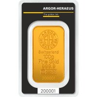 Zlatý slitek Argor Heraeus 100 g  - Kinebar
