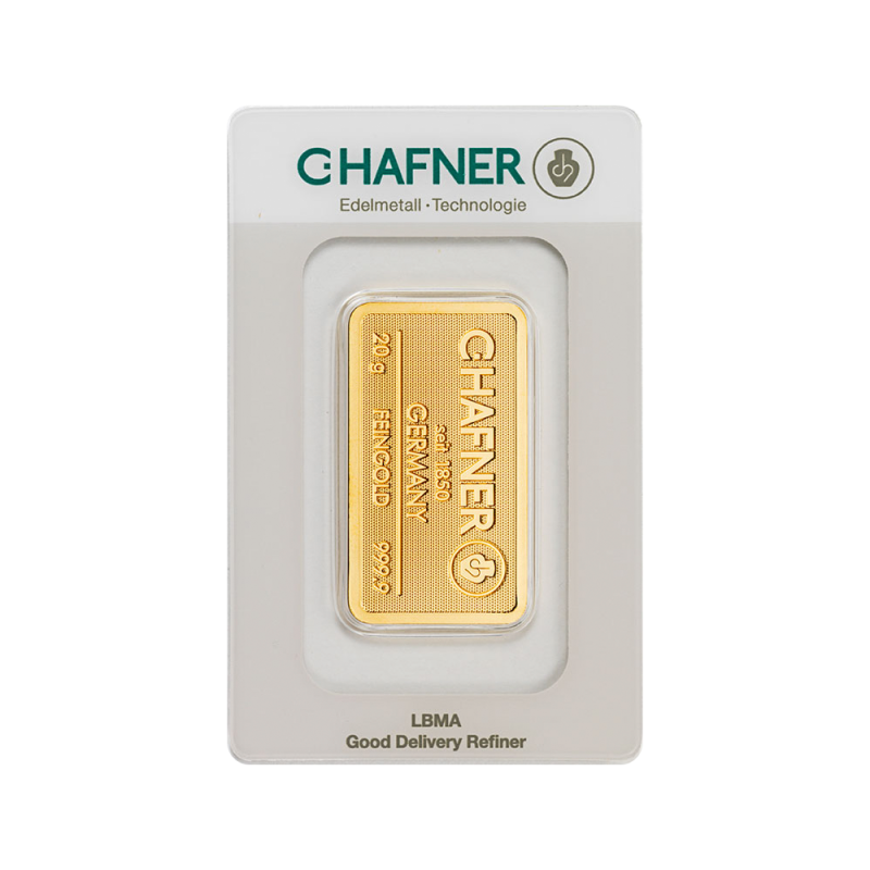 Zlatý slitek C. Hafner 20 g