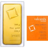 Zlatý slitek Valcambi 500 g - ražený