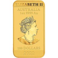 Zlatá obdélníková mince Perth Mint 1 Oz - Drak 2022