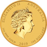 Zlatá mince Lunární série II Rok Prasete  1 Oz 2019