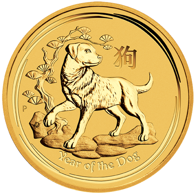 Zlatá mince Lunární série II Rok Psa  1 Oz 2018