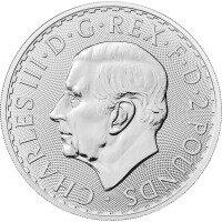 Stříbrná mince Britannia Charles III 2023, 1 oz