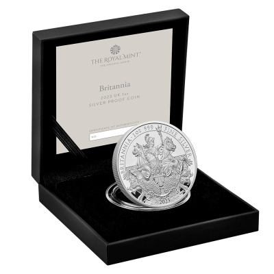 Stříbrná mince Britannia Charles III 2023 proof, 1 oz