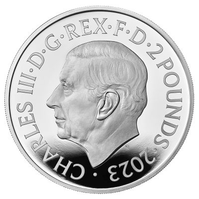 Stříbrná mince Britannia Charles III 2023 proof, 1 oz