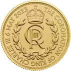 Zlatá korunovační mince s monogramem Charles III 2023 - 1/4 oz