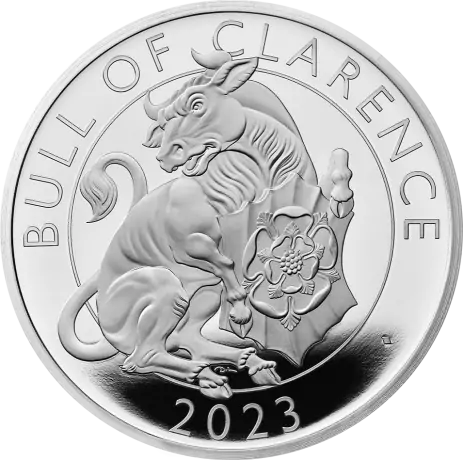 Stříbrná mince Tudorovská zvířata - The Bull of Clarence 2023 v etuji, 1 oz