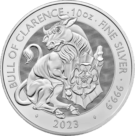 Stříbrná mince Tudorovská zvířata The Bull of Clarence 2023, 10 oz