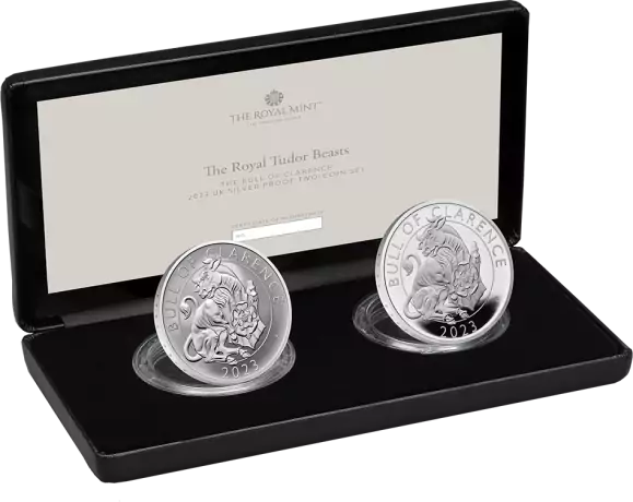 Sada stříbrných mincí Tudorovská zvířata - The Bull of Clarence 2023, 2 oz