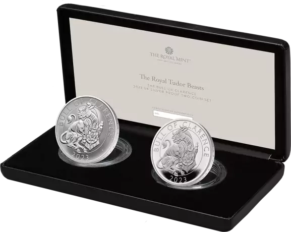 Sada stříbrných mincí Tudorovská zvířata - The Bull of Clarence 2023, 2 oz