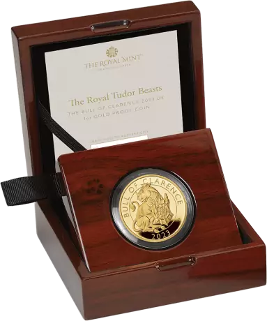 Zlatá mince Tudorovská zvířata v etuji - The Bull of Clarence 2023, 1 oz