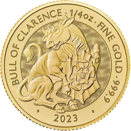 Zlatá mince Tudorovská zvířata - The Bull of Clarence 2023, 1/4 oz