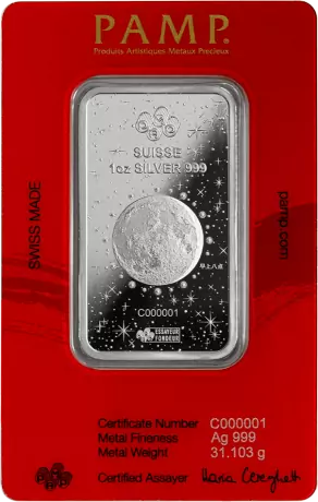 Stříbrný slitek PAMP Lunární drak azurový 2024, 1 oz