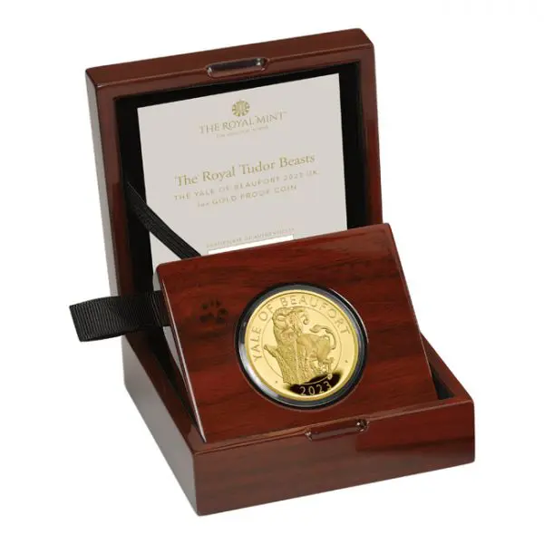Zlatá mince Tudorovská zvířata v etuji - Yale of Beaufort 2023, 1 oz