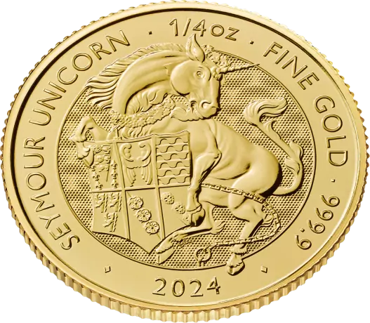 Zlatá mince Tudorovská zvířata - Seymour Unicorn 2024, 1/4 oz