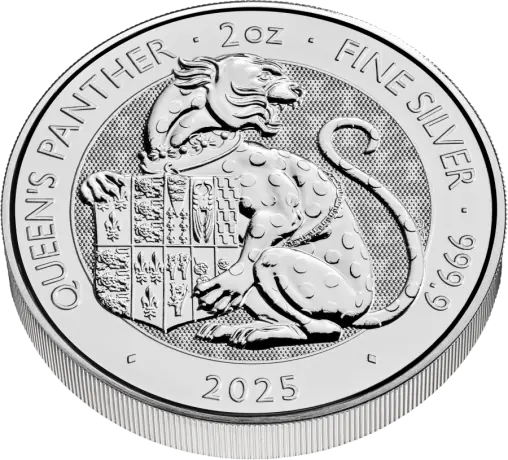 Stříbrná mince Tudorovská zvířata - Panter 2025, 2 oz stříbra 