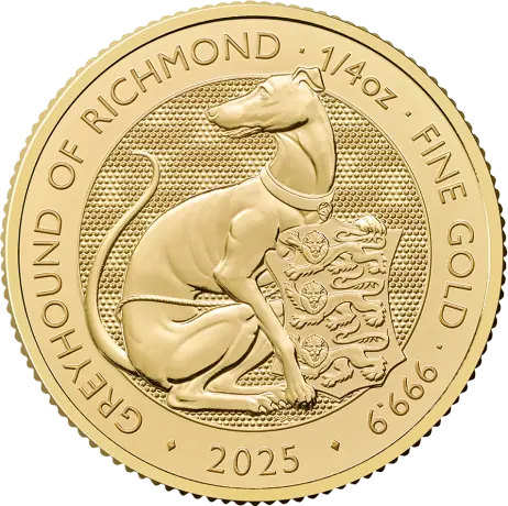 Zlatá mince Tudorovská zvířata - Greyhound of Richmond 2025, 1/4 oz