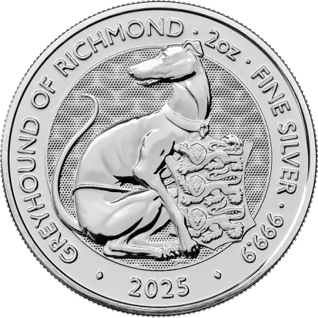 Stříbrná mince Tudorovská zvířata - Greyhound of Richmond 2025, 2 oz