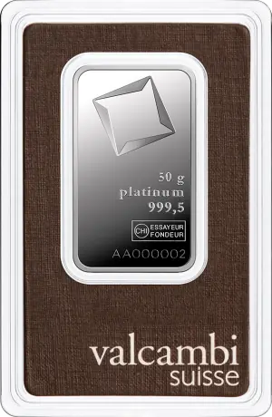 Platinový slitek Valcambi 50 g