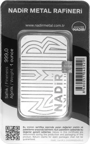 Stříbrný slitek Nadir Metal Rafineri, 1 oz