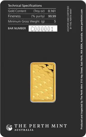 Zlatý slitek Perth Mint - Klokan, 5 g