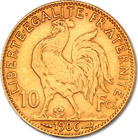 Zlatá mince 10 franků Marianne / Kohout - různé roky, Francie