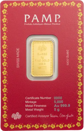 Zlatý slitek PAMP - Diwali Lakshmi a posvátná kráva, 5 g