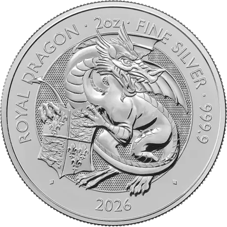 Stříbrná mince Tudorovská zvířata - Královský drak 2026, 2 oz