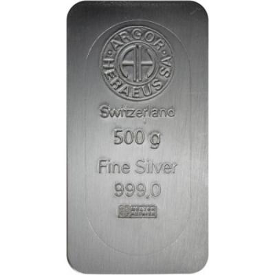 Stříbrný slitek Argor Heraeus 500 g - akce