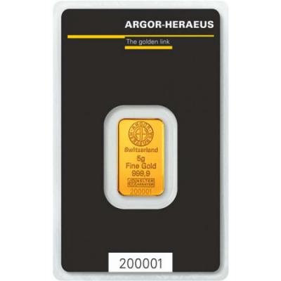 Zlatý slitek Argor Heraeus, 5 g