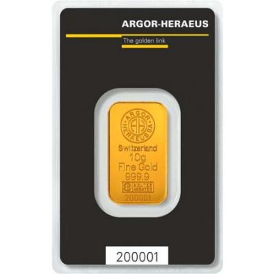 Zlatý slitek Argor Heraeus, 10 g 