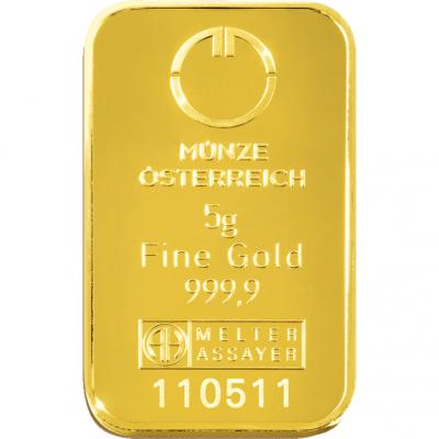 Zlatý slitek Münze Österreich 5 g 