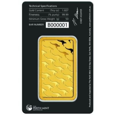 Zlatý slitek Perth Mint 50 g