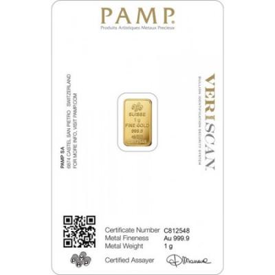 Zlatý slitek PAMP Fortuna 1 g