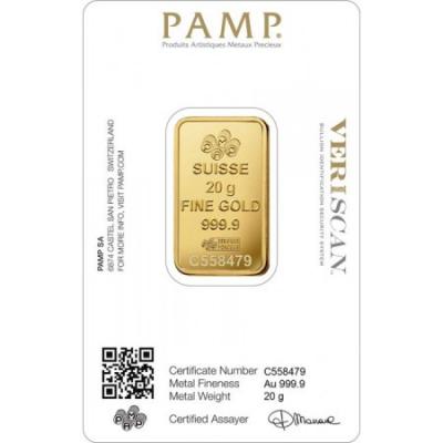 Zlatý slitek PAMP Fortuna 20 g