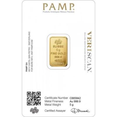 Zlatý slitek PAMP Fortuna 5 g