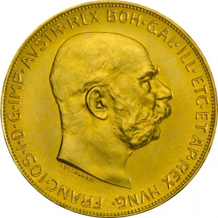 Zlatá mince - 100 korun Franz Josef, Rakousko