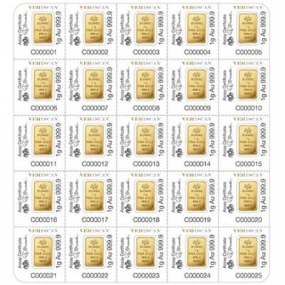 Gold bar PAMP Fortuna 25 x 1 g 