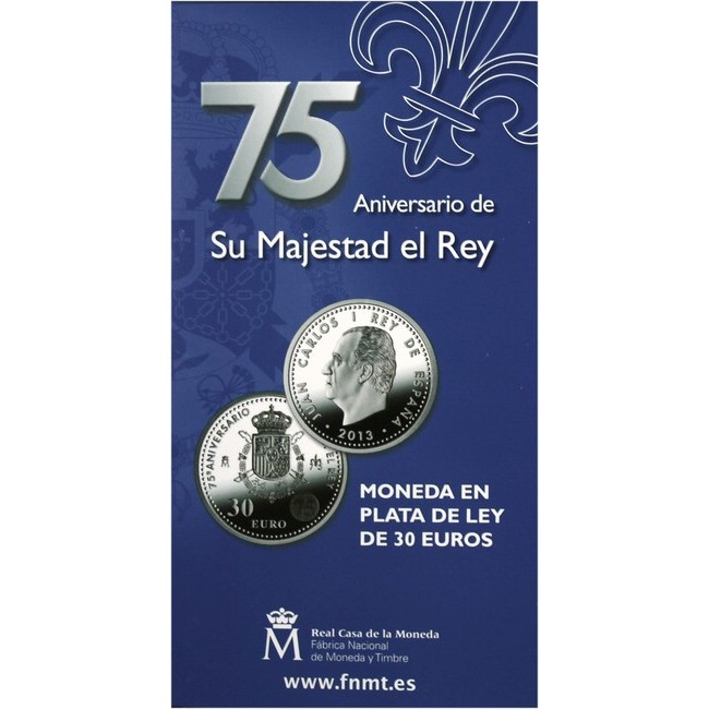 30 Euro Stříbrná mince 75. narozeniny krále Juana Carlose I. OSN