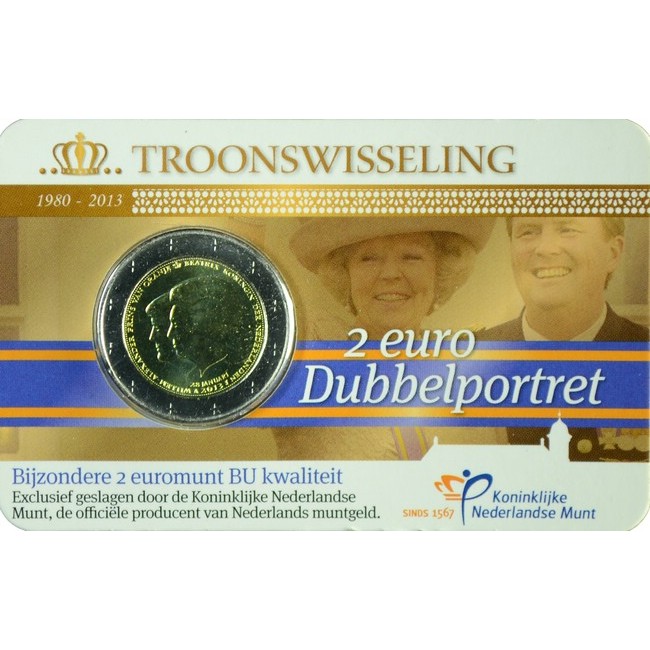 2 Euro Mince Královna Beatrix a korunní princ Willem Alexander 